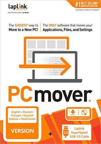 LAPLINK PCmover Professional 11 | Verplaatst uw toepassingen, dossiers, en montages van een oude PC naar een nieuwe PC | Inclusief optionele SuperSpeed USB 3.0 kabel | 1 Gebruik