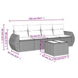 vidaXL 5-delige Loungeset met Kussens, Poly Rattan, Zwart