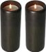 Lesliliving Kaarsenhouders/waxinelichtjes houders - 2x - bamboe - zwart - H20 cm