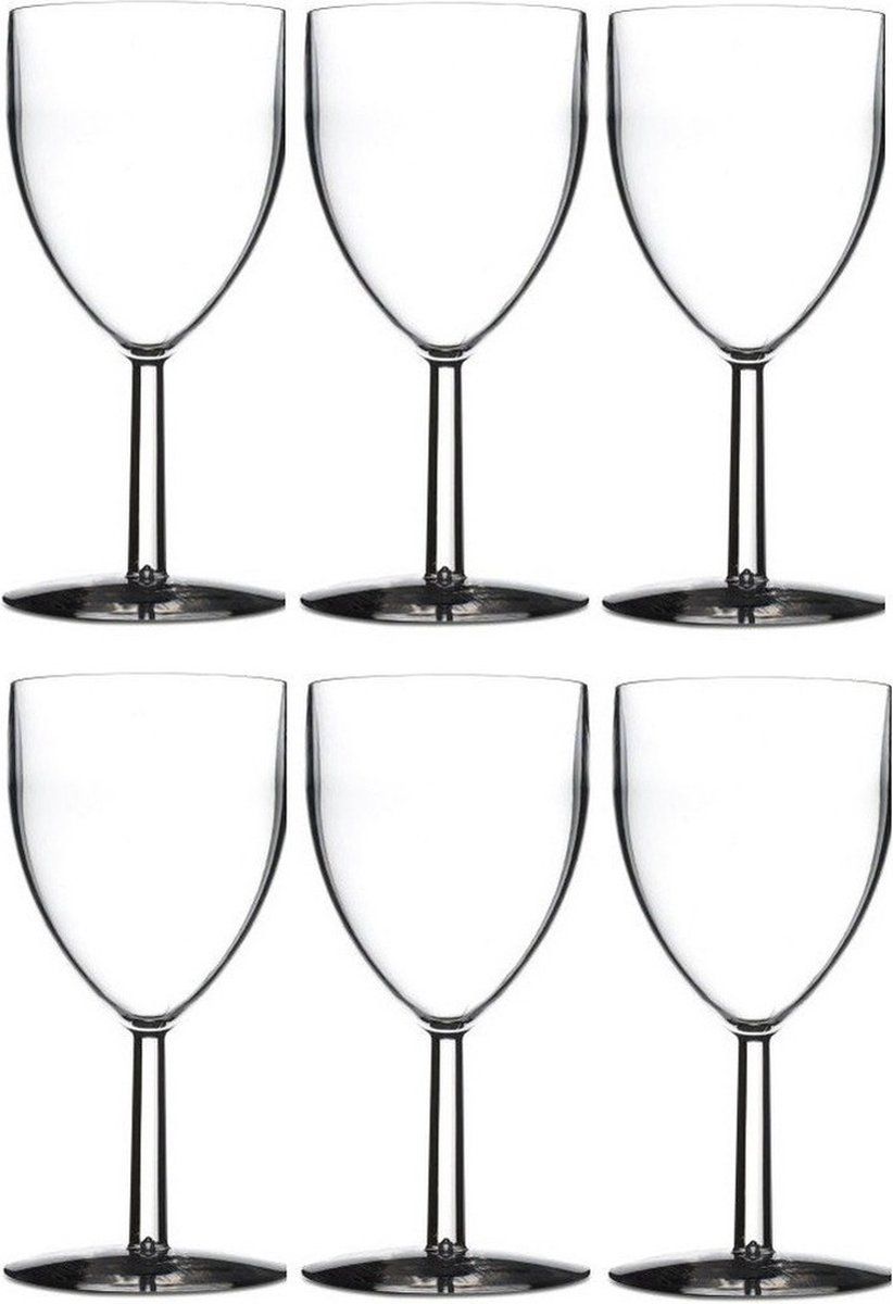 Mepal Set van 6 Wijn Glazen - Onbreekbaar Kunststof - 300 ml - Rood/Wit/Roze