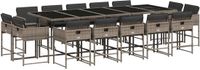 vidaXL 15-delige tuinset met kussens, polyrotan, grijs