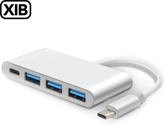 XIB USB-C 3.1 / 4-in-1 Hub / USB-C naar 3x USB en 1x USB-C adapter - Aluminium