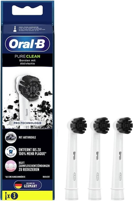 Oral-B Pure Clean Charcoal opzetborstel - 3 stuks