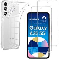 Phonillico® Case voor Samsung Galaxy A35 5G en 2 gehard glas screenprotector