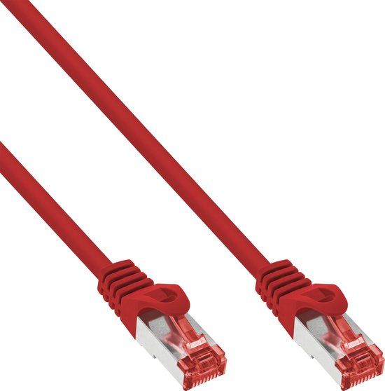 InLine Patchkabel, S/FTP (PiMf), Cat.6, 250 MHz, PVC, CCA, rood, 1,5m
