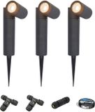 HOFTRONIC Set van 3 Pinero LED prikspots - GU10 4W 345lm - Dimbaar - Kantelbaar - 2700K - IP65 - Zwart