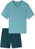 SCHIESSER Heren Pyjama Kort Katoen Effen Munt