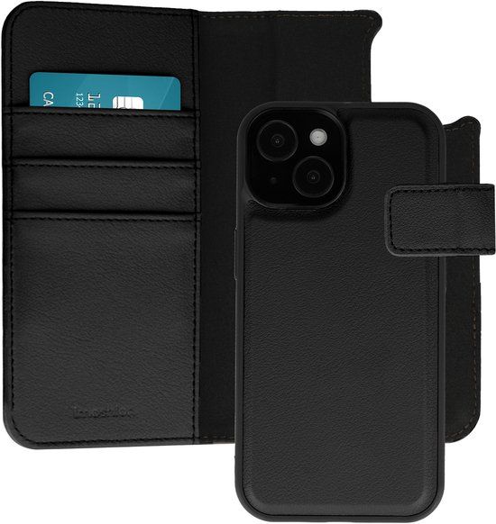 imoshion Hoesje - Geschikt voor Apple iPhone 15 - Uitneembare 2-in-1 Luxe Bookcase - Zwart