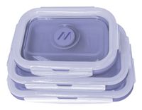 Muitomas Lunchboxset - 3-delige - Siliconen – Opvouwbaar – Met deksel - magnetron-, vaatwasser- en vriezerbestendig - Violet