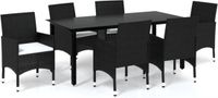 vidaXL Ensemble de jardin 7 pièces en poly rotin noir avec coussins