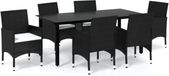 vidaXL Ensemble de jardin 7 pièces en poly rotin noir avec coussins