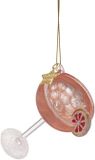 Vondels Cocktail Paloma 10cm Verre Boule de Noël, Rose, 1 Pièce