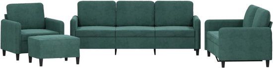 vidaXL 4-delige Loungeset fluweel donkergroen