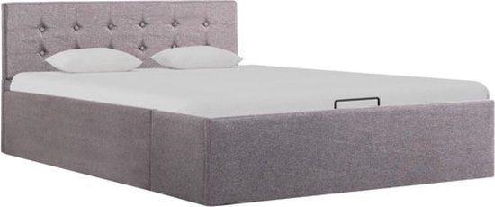 vidaXL Bedframe met hydraulische opslag, stof, taupe, 120x200 cm