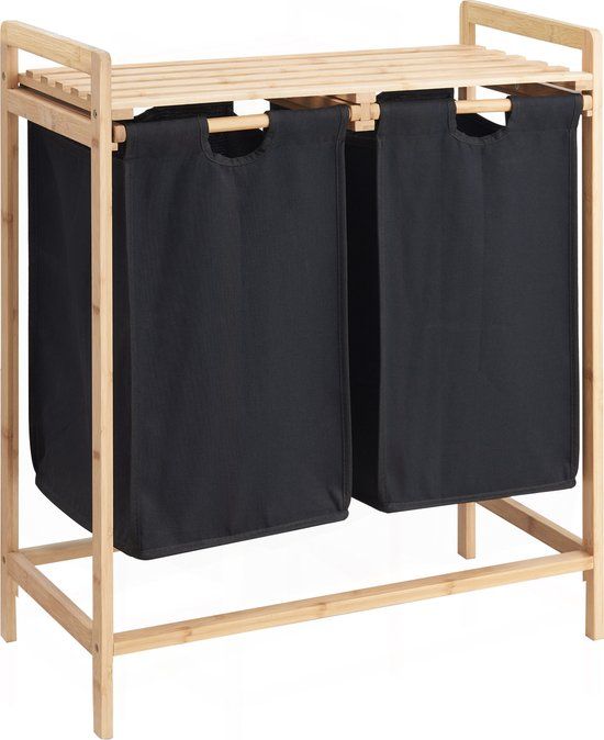 ACAZA Wasmand - 44L - Wassorteerder - Bamboe - Zwart