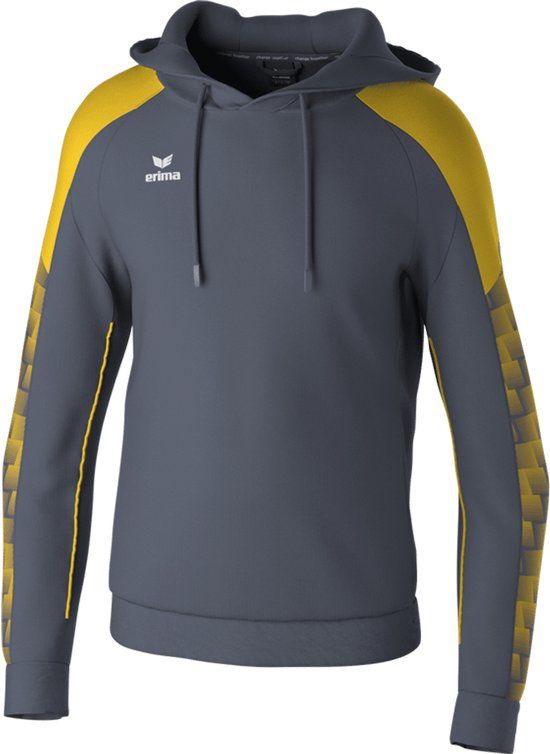 Erima Evo Star Sweatshirt Met Capuchon Kinderen - Grijs / Geel | Maat: 152