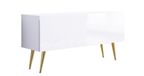 Meuble TV: blanc mat / blanc brillant, pieds dorés, 100 x 52 x 32 cm