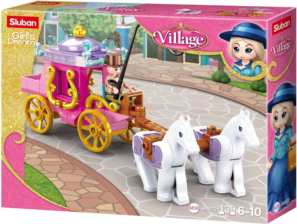 Sluban M38-B0872 Village Serie - Koets met 2 paarden - 139 onderdelen - Bouwdoos