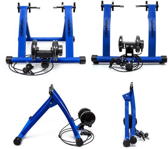 Hometrainer fiets - 6 versnellingen - voor 26-28 inch - tot max. 120 kg - fitness - blauw