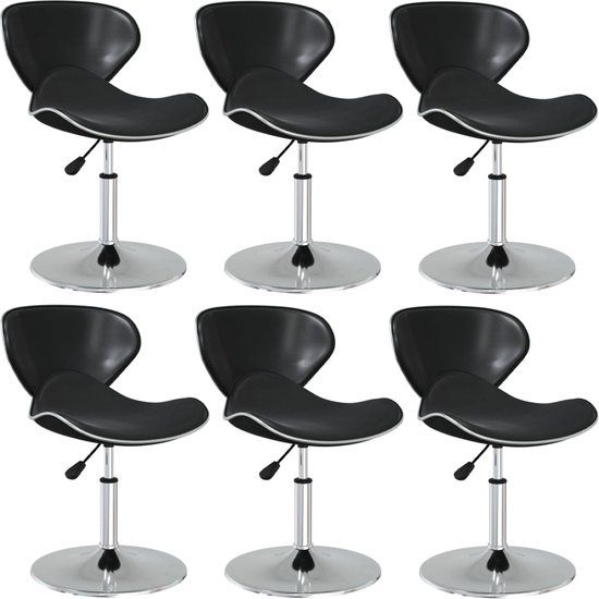 vidaXL Eetkamerstoelen 6 stuks Kunstleer Zwart