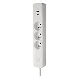 DEBFLEX Stekkerdoos met schakelaar - 3 stopcontacten 2P+T 16A + 1 USB-A + 1 USB-C 3,4A - Ideaal voor meerdere aansluitingen - 1,5 m snoer - Wit