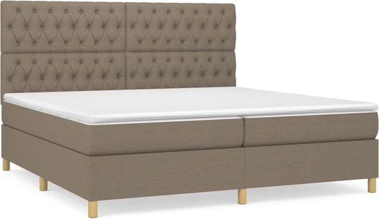 vidaXL Boxspring met matras stof taupe 200x200 cm
