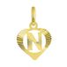 Lucardi Dames alfabet hanger hart - Letter N - 9 Karaat Geelgoud