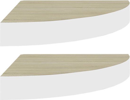 vidaXL Hoekwandschappen 2 stuks MDF Eikenkleurig en Wit