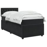 vidaXL Boxspringbed met matras, zwart, 90 x 200 cm, fluweel