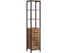 Kleankin Armoire de salle de bain 37x30x167cm Panneau de particules Marron