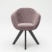 PLAYBOY Gestoffeerde stoel met armleuning en fluwelen bekleding, gestoffeerde draaistoel in retro design voor eetkamer, keuken en lounge, roze, rozenkwarts met matte metalen poten, 61 x 80 x 57 cm