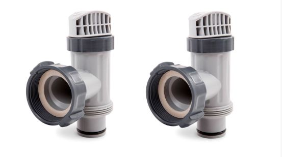 Intex Plunger Valve Aansluitventiel - 2 stuks - Zwart/Grijs