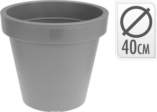 W.J. Bloempot Ek Rond 40 cm - Grijs - W.J. - Voor binnen & buiten - Kunststof