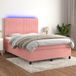 vidaXL Boxspring met matras en LED fluweel roze 140x200 cm