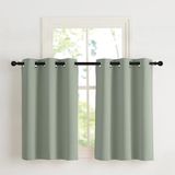 NICETOWN Vitrage, kinderkamer, set van 2, H 90 x B 107 cm, gordijn, saliegroen