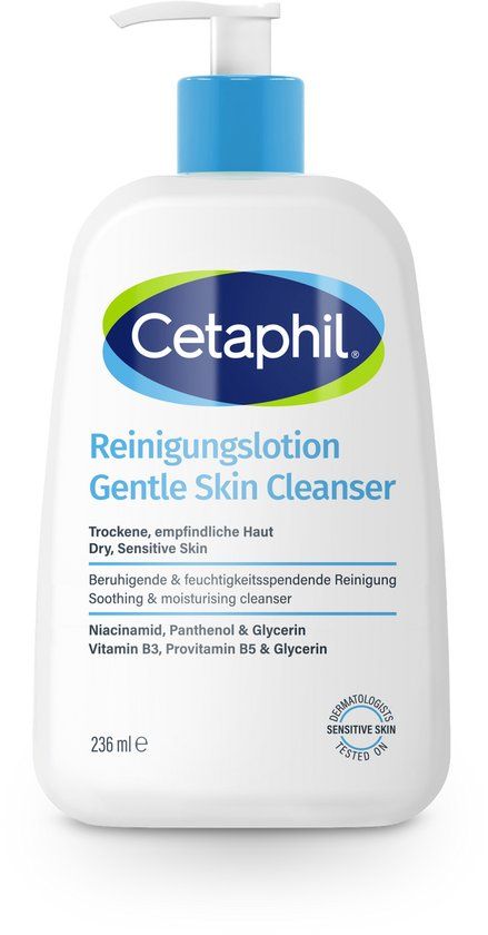 Cetaphil Milde Huidreiniger Zeepvrij - Hydraterende Cleanser - voor de gevoelige & droge huid - met Niacinamide & Glycerin - Gezicht & Lichaam - 236 ml