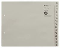 Leitz Register, tabbladen met tabs en alfabetische opdruk A-Z voor 12 mappen, halve hoogte en overbreedte, grijs, 100% gerecycled papier, blauwe engel zegel, 13120085