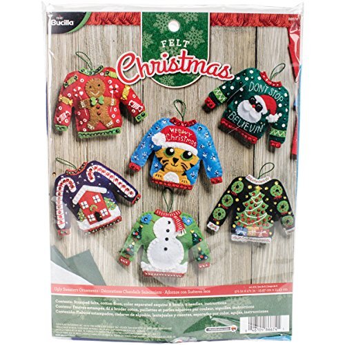 Bucilla Ugly Sweater Ornamenten Vilt Applique Kit, Meerkleurig, 29,89 x 22,86 x 4,57 cm