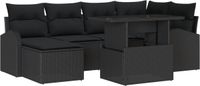 vidaXL Tuinbank Set 7-delig Zwart Poly Rattan