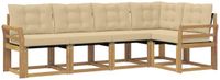vidaXL Hoek loungeset 5 zitplekken Wit en Beige Acacia Hout