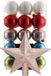 Bellatio Decorations Kaemingk Kerstballen 30 st - gekleurd - 6 cm - met ster piek lichtroze - kunststof