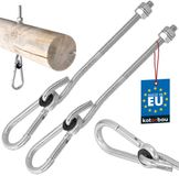 KOTARBAU® 2 st Schommelhaak, Verzinkt Staal, M10 x 195 mm, Zilver, met Karabijnhaak, Houtdraad, Schommelhaak voor Houten Balk, Schommel Hanger