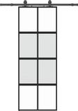 vidaXL Schuifdeur met beslagset 76x205 cm gehard glas zwart