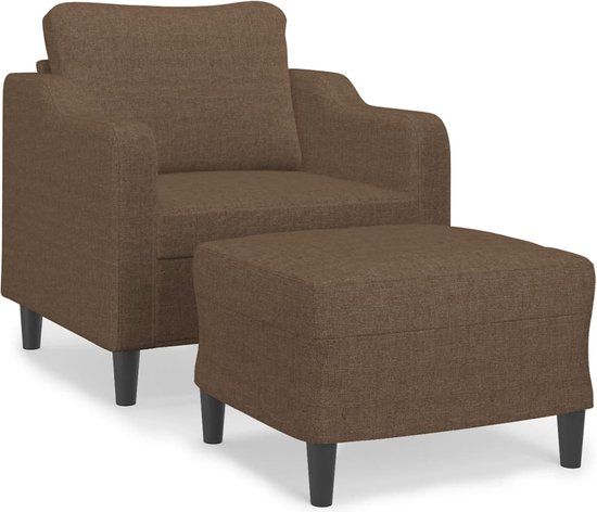 vidaXL Fauteuil met voetenbank - Stof - Bruin