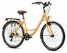 oToVélo oToMUNICH Plus, couleur beige "Sunset", 28 pouces, avec 7 vitesses Shimano, vélo de ville, cadre en acier, entrée basse, dynamo de moyeu avec éclairage avant LED de 60 lux, équipé d'un système de suivi, d'un ordinateur de vélo, d'un support p