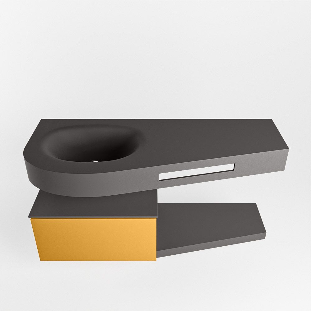 Mondiaz Riva Dulcet badkamermeubel links 120cm Dark Grey & Ocher