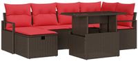 vidaXL Tuinbank Set 7-delig Bruin Polyrattan