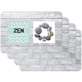 Venilia Placemat voor eetkamer Zen Stone, set van 4 afwasbaar polypropyleen, voedselveilig 45 x 30 cm, 4 stuks, 59085