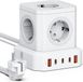 Voomy Cube 100W Stekkerdoos - 3 USB-C & 2 USB-A Poorten - 5 Stopcontacten - Wit