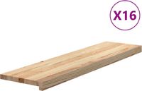 vidaXL - Traptreden - 16 stuks - 100x25x2 cm - onbehandeld massief eikenhout